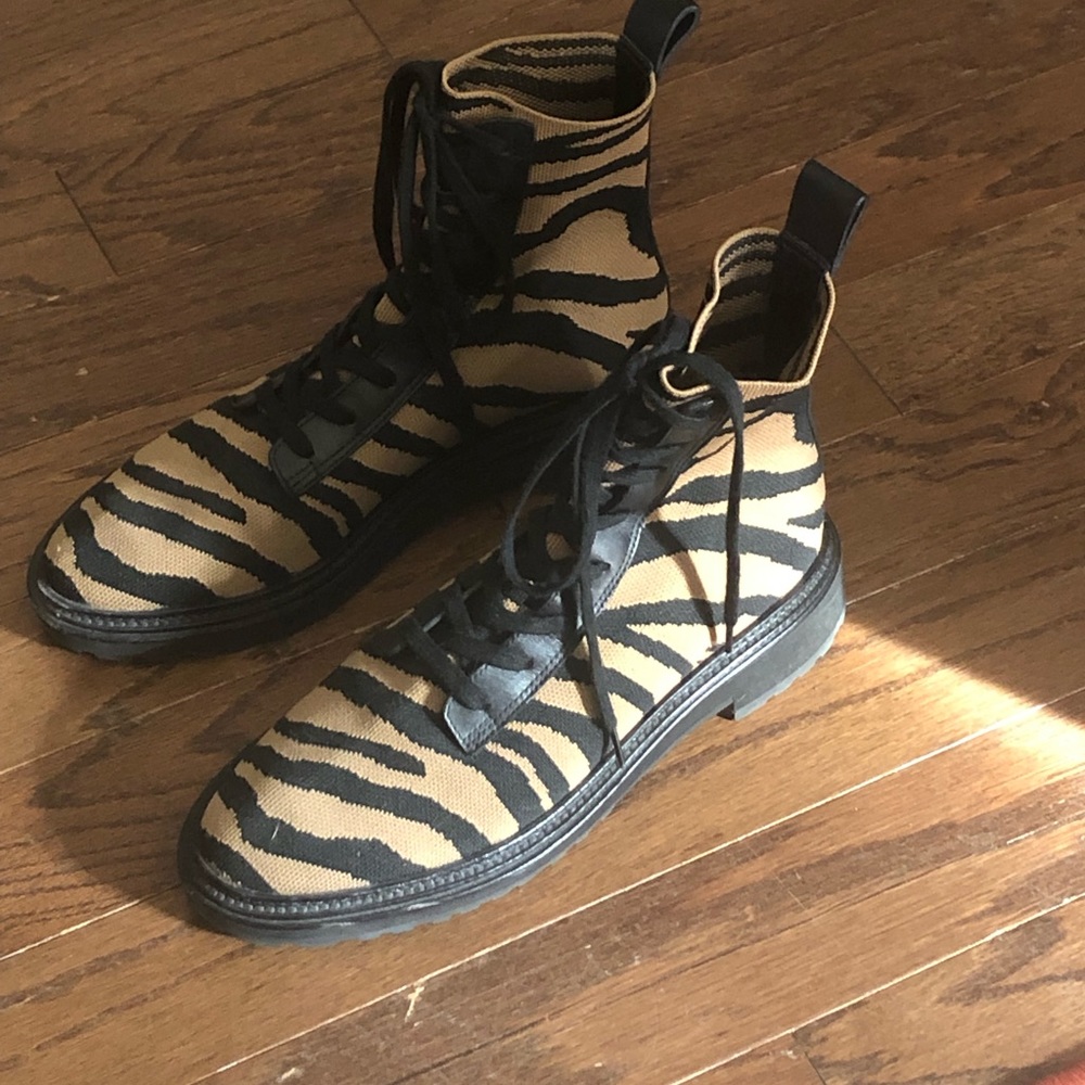 Loeffler Randall zebra print sock boots